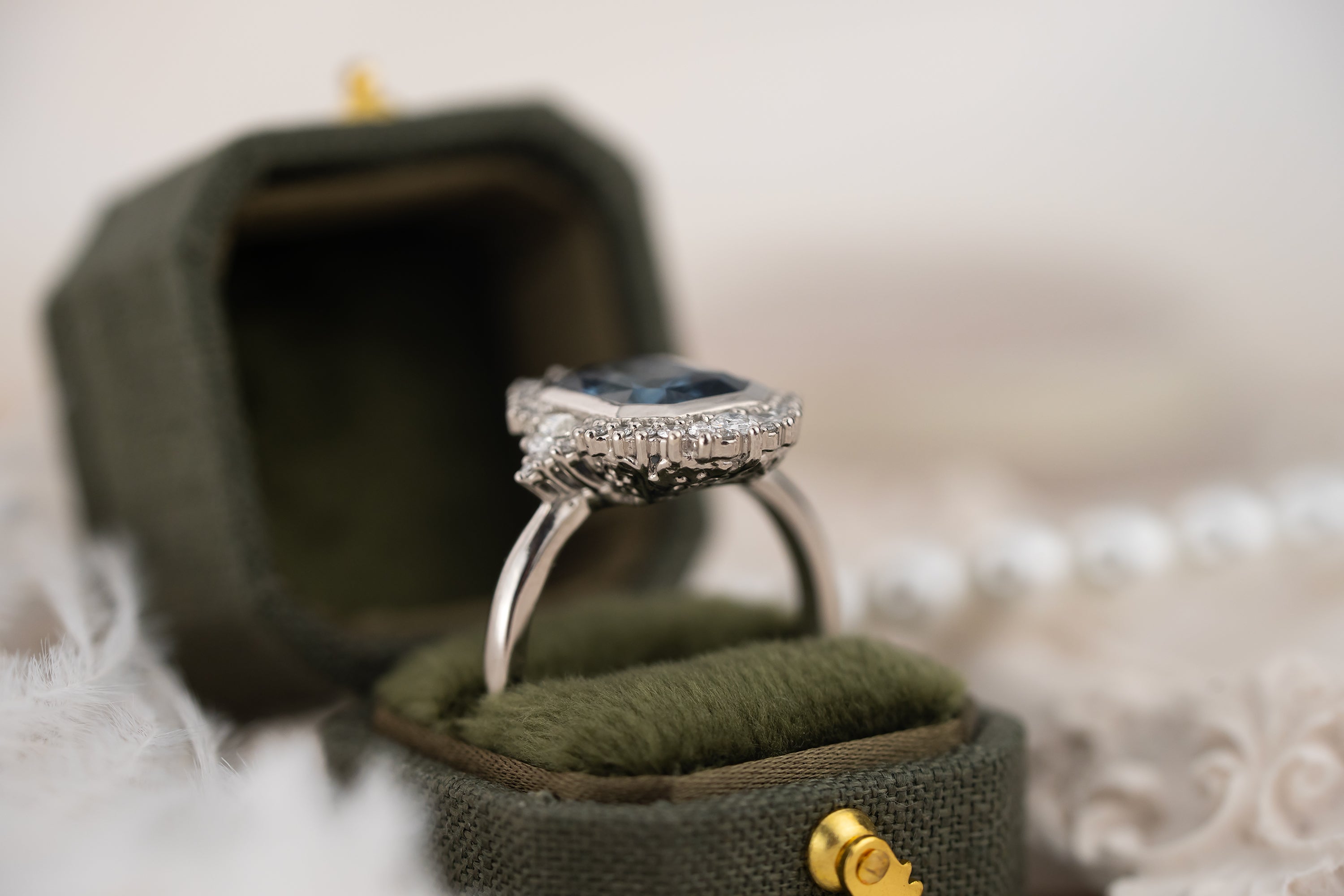 The Ethereal Ring | 3.52 CT Radiant Cut Bicolor Blue Sapphire