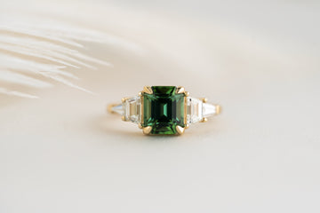 The Vada Ring | 2.2 CT Emerald Cut Green Tourmaline - Lavender Creek Gems 