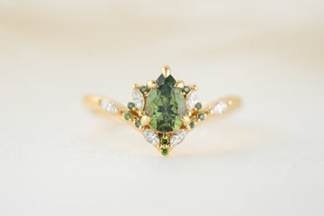 The Aurora Ring | 1.1 CT Pear Demantoid Garnet - Lavender Creek Gems 