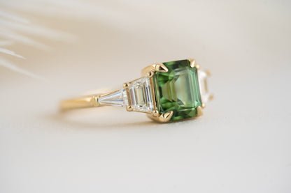 The Vada Ring | 2.2 CT Emerald Cut Green Tourmaline - Lavender Creek Gems 