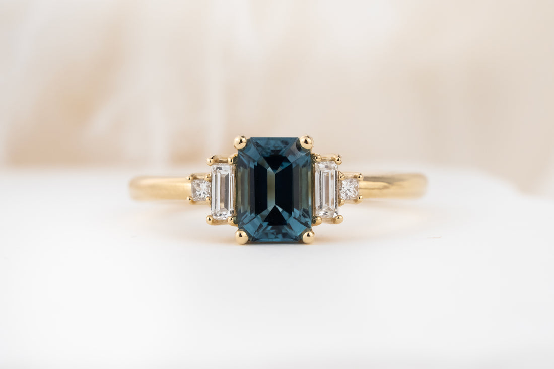 The Mira Ring | 0.99 CT Emerald Cut Indicolite Tourmaline - Lavender Creek Gems 