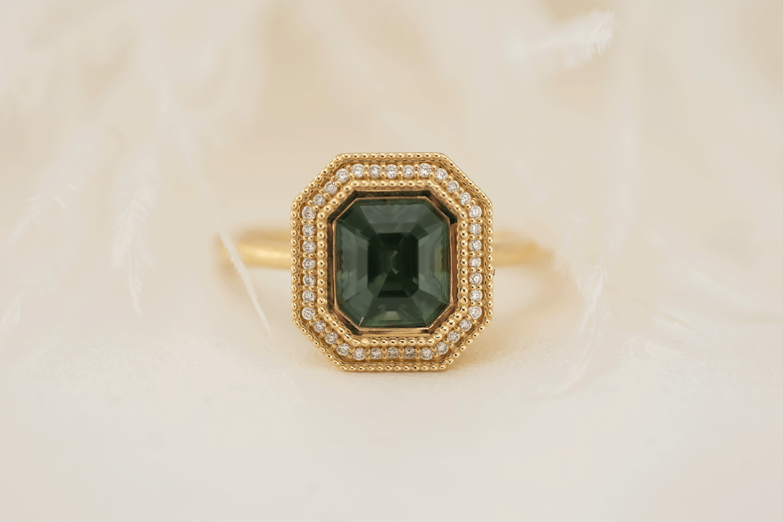 The Satine Ring | 2.16 CT Square Emerald Teal Sapphire
