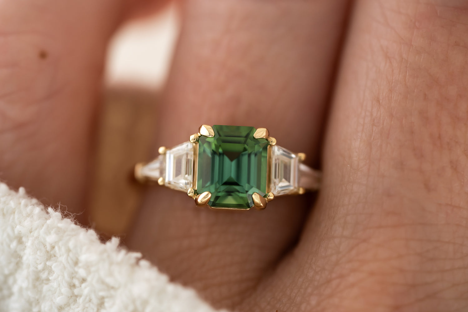 The Vada Ring | 2.2 CT Emerald Cut Green Tourmaline - Lavender Creek Gems 