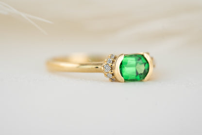 The Half Halo Ring | 0.84 CT Oval Tsavorite Garnet - Lavender Creek Gems 