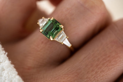 The Vada Ring | 2.2 CT Emerald Cut Green Tourmaline - Lavender Creek Gems 