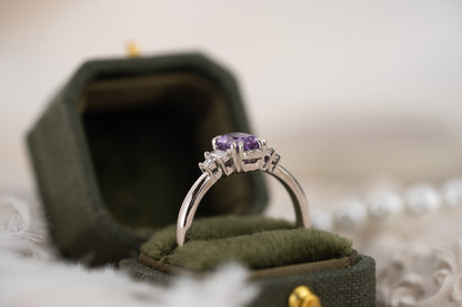 The Sura Ring | 1.06 CT Elongated Cushion Purple Sapphire