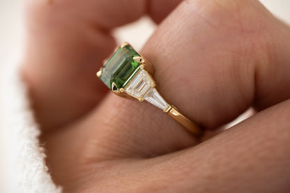 The Vada Ring | 2.2 CT Emerald Cut Green Tourmaline - Lavender Creek Gems 
