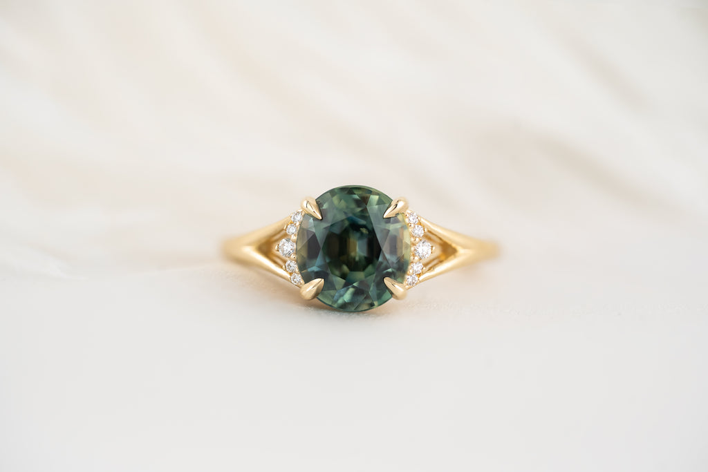 The Serendipity Ring | 2.9 CT Oval Teal Montana Sapphire - Lavender Creek Gems 