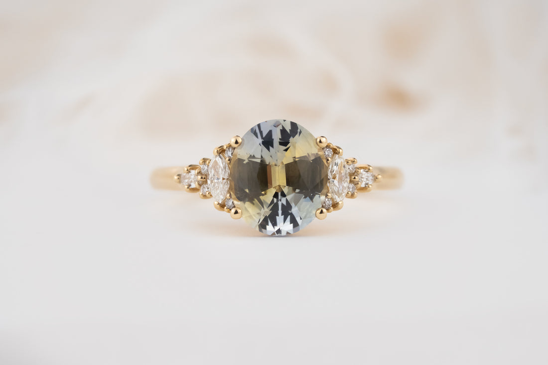The Maeve Ring | 2.37 CT Oval Bicolor Light Blue Sapphire - Lavender Creek Gems 