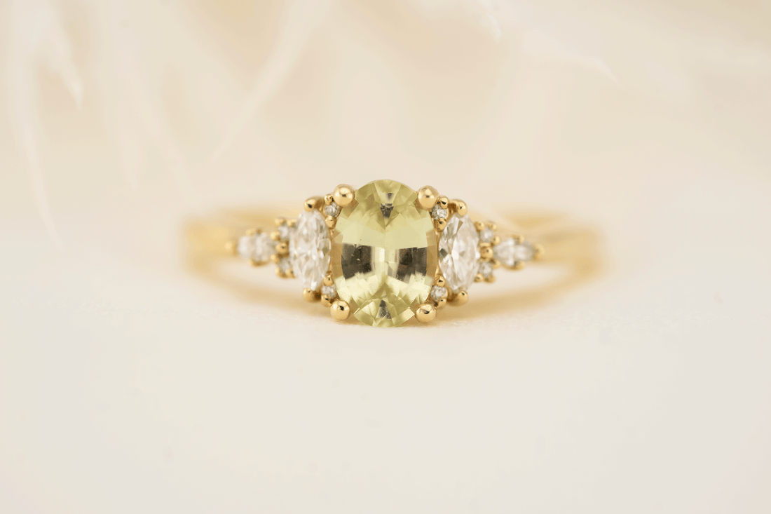 The Maeve Ring | 0.82 CT Oval Mint Green Sapphire - Lavender Creek Gems