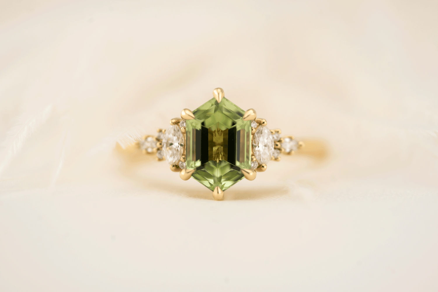The Maeve Ring | 1.67 CT Elongated Hexagon Mint Green Tourmaline