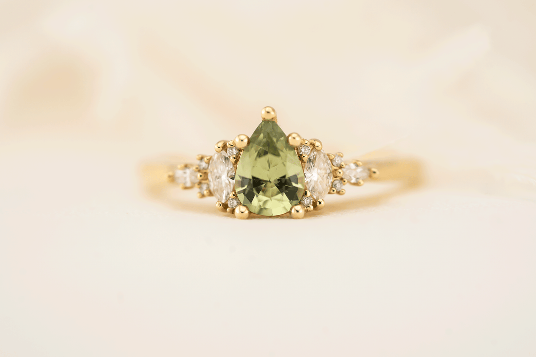 The Maeve Ring | 0.66 CT Pear Mint Green Sapphire - Lavender Creek Gems