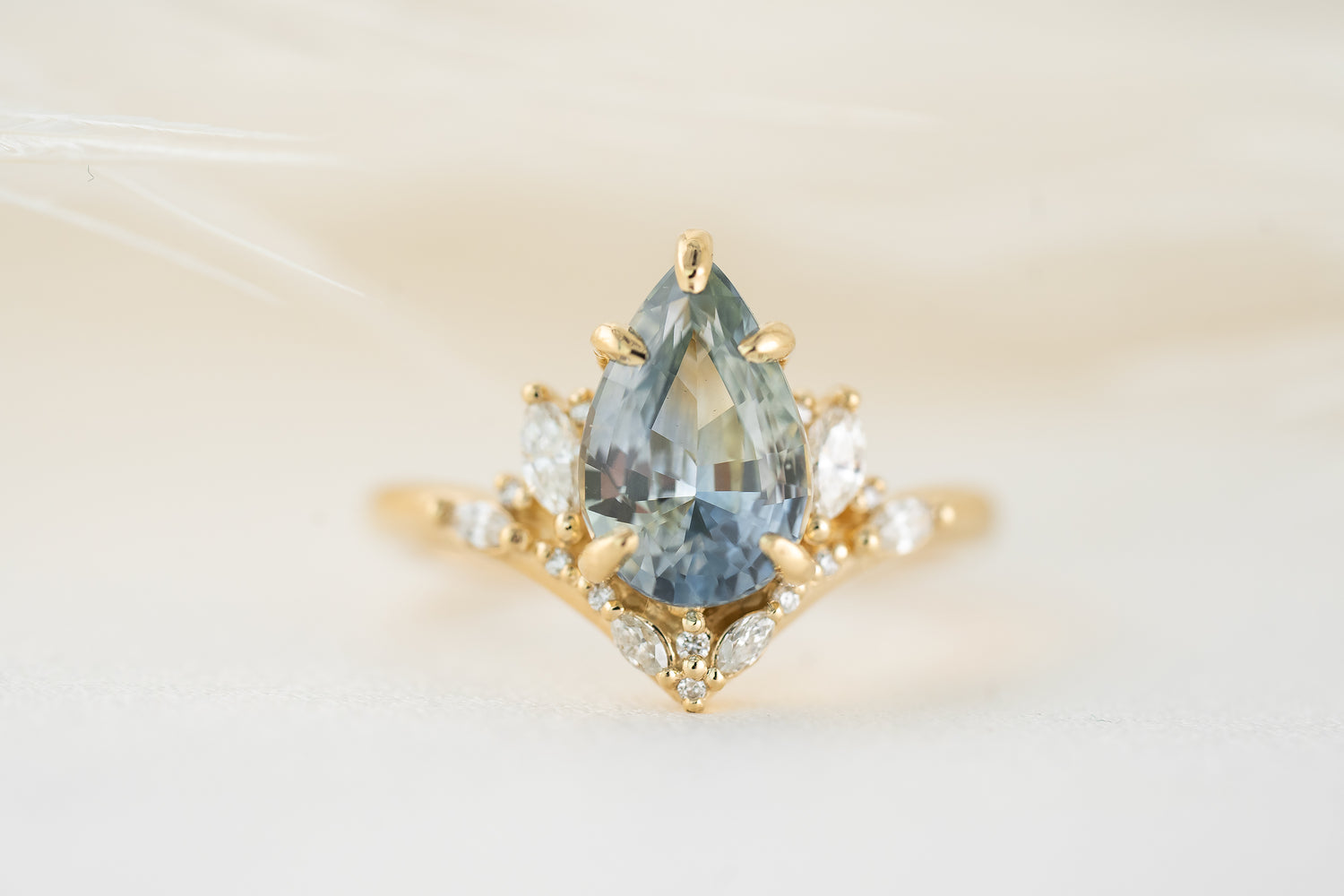 The Aurora Ring | 3.11 CT Pear Light Blue Sapphire - Lavender Creek Gems 