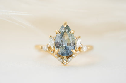 The Aurora Ring | 3.11 CT Pear Light Blue Sapphire - Lavender Creek Gems 