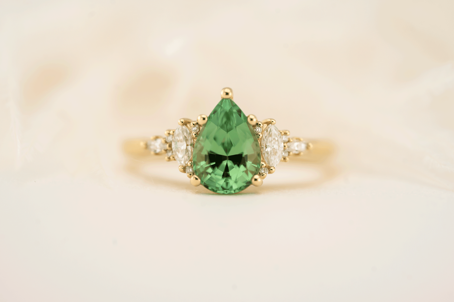 The Maeve Ring | 1.53 CT Pear Lagoon/Green Tourmaline