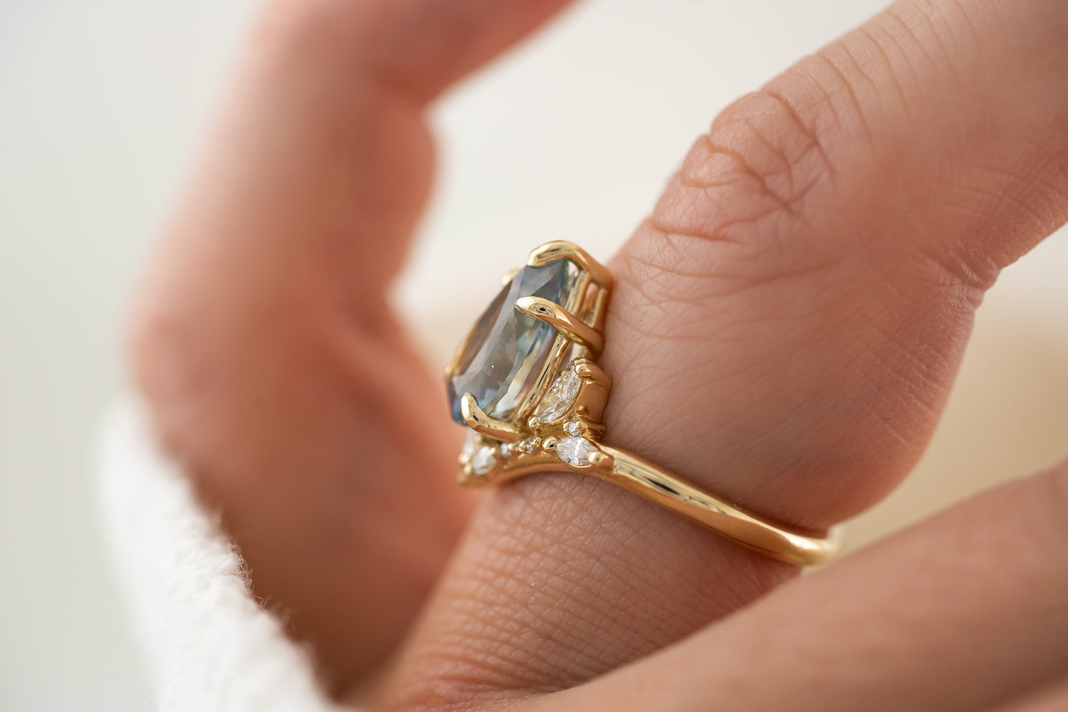 The Aurora Ring | 3.11 CT Pear Light Blue Sapphire - Lavender Creek Gems 