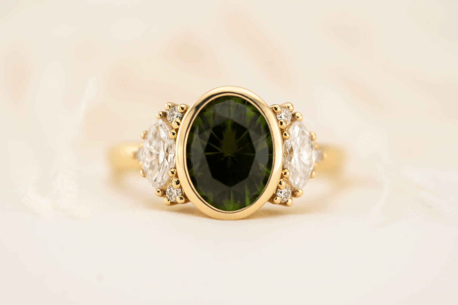 Gemstones 凛 The Bezel Maren Ring | 2.11 CT Oval Green Tourmaline – Lavender