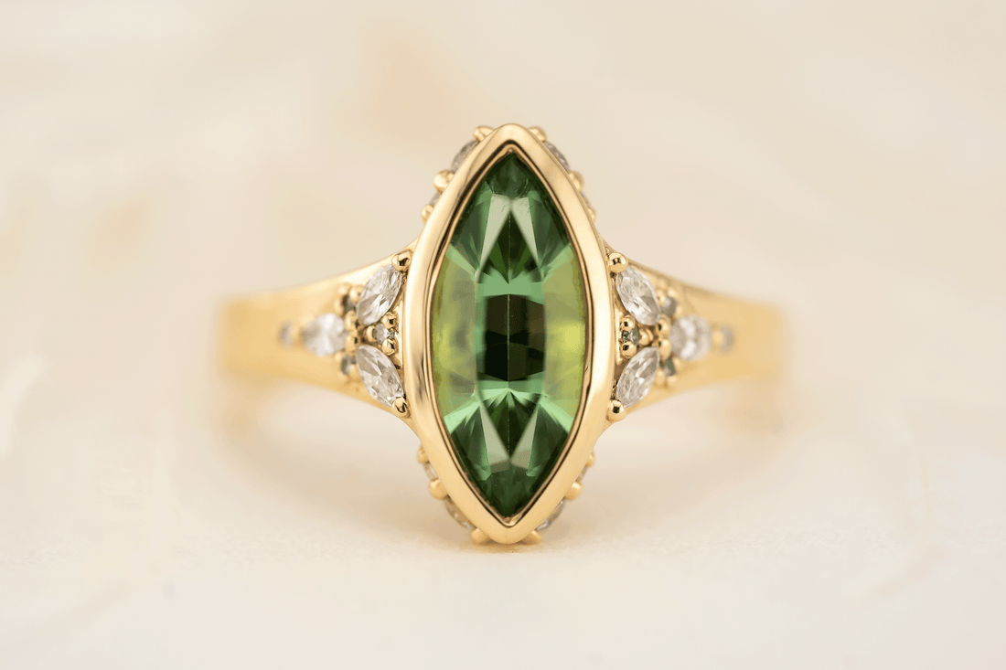 The Daylight Ring | 1.75 CT Marquise Vanadium Green Tourmaline
