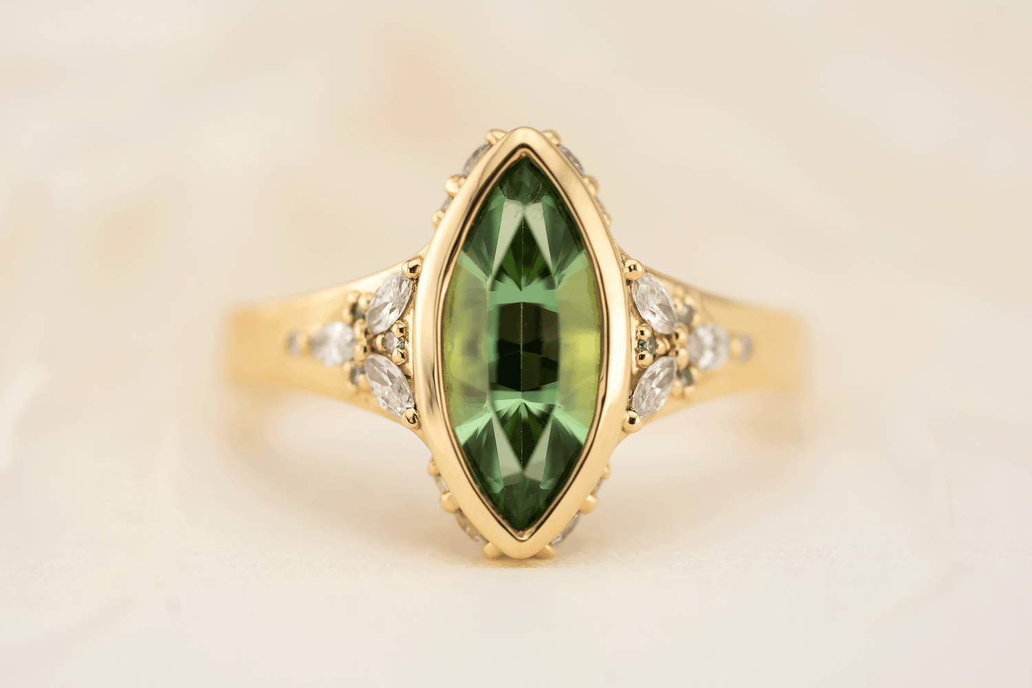 The Daylight Ring | 1.75 CT Marquise Vanadium Green Tourmaline