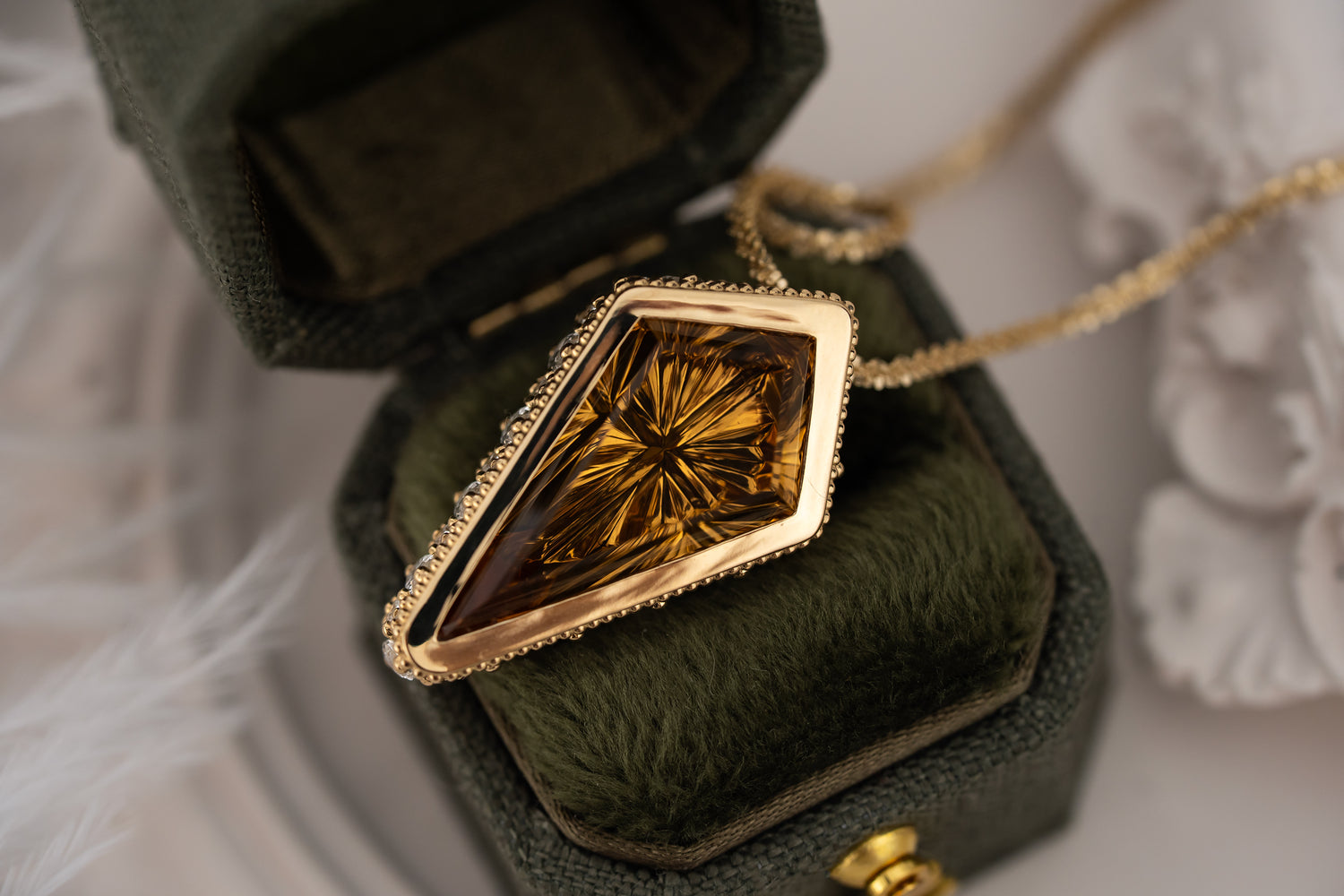 The Sitara Necklace | 8.72 CT Kite Starbrite™ Golden Beryl