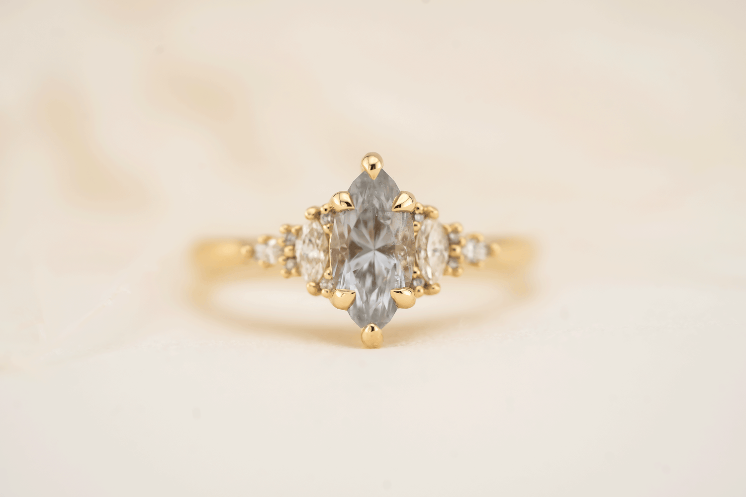The Maeve Ring | 1.25 CT Pastel Blue/Purple Marquise Sapphire