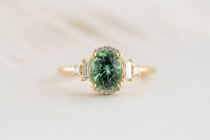The Sura Ring - 1.5 CT Mint Green/Teal Oval Tourmaline