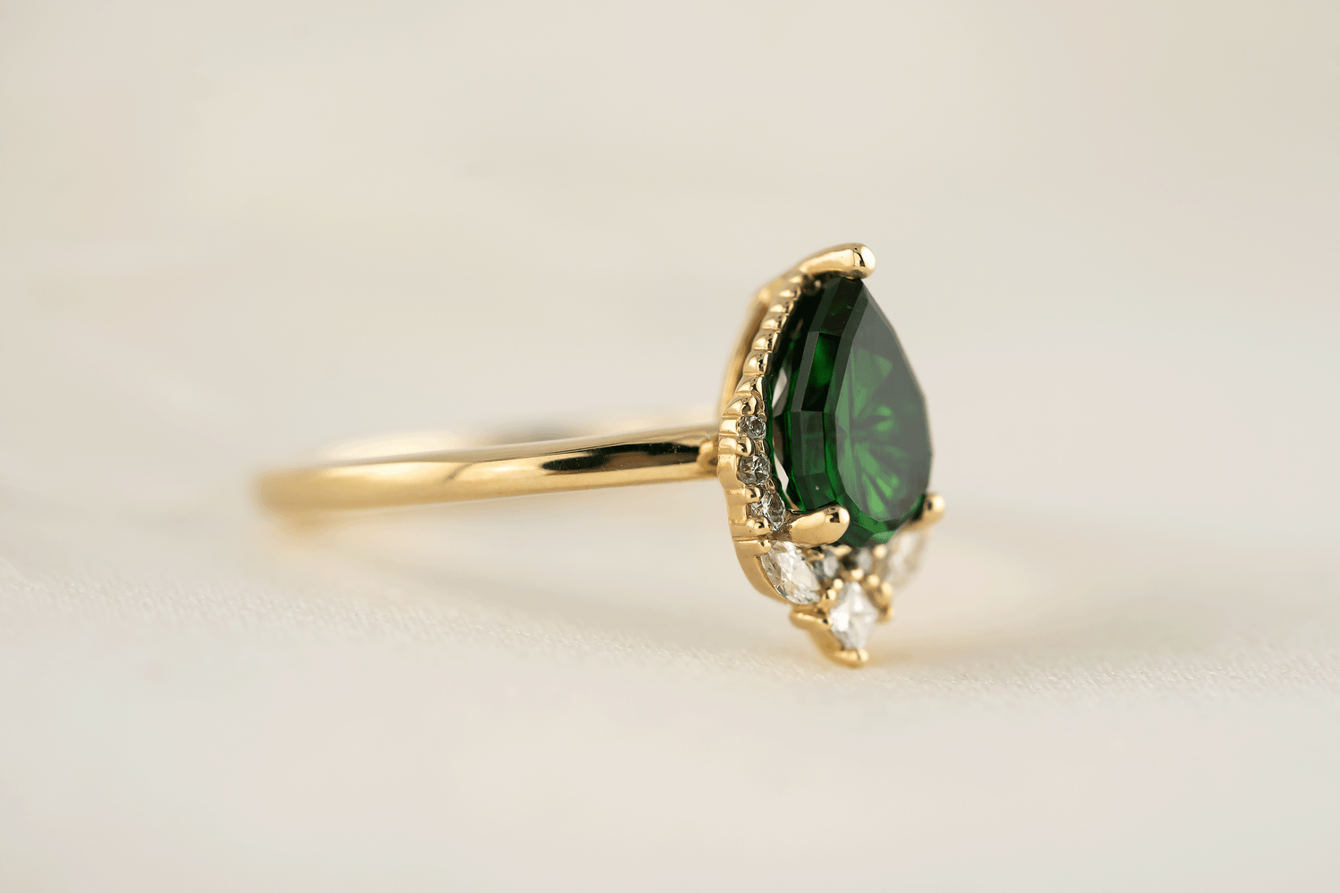 The Charlotte Ring | 1.4 Pear Starbrite™ Tsavorite Garnet