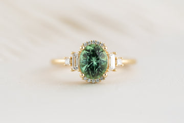 The Sura Ring - 1.5 CT Mint Green/Teal Oval Tourmaline - Lavender Creek Gems 