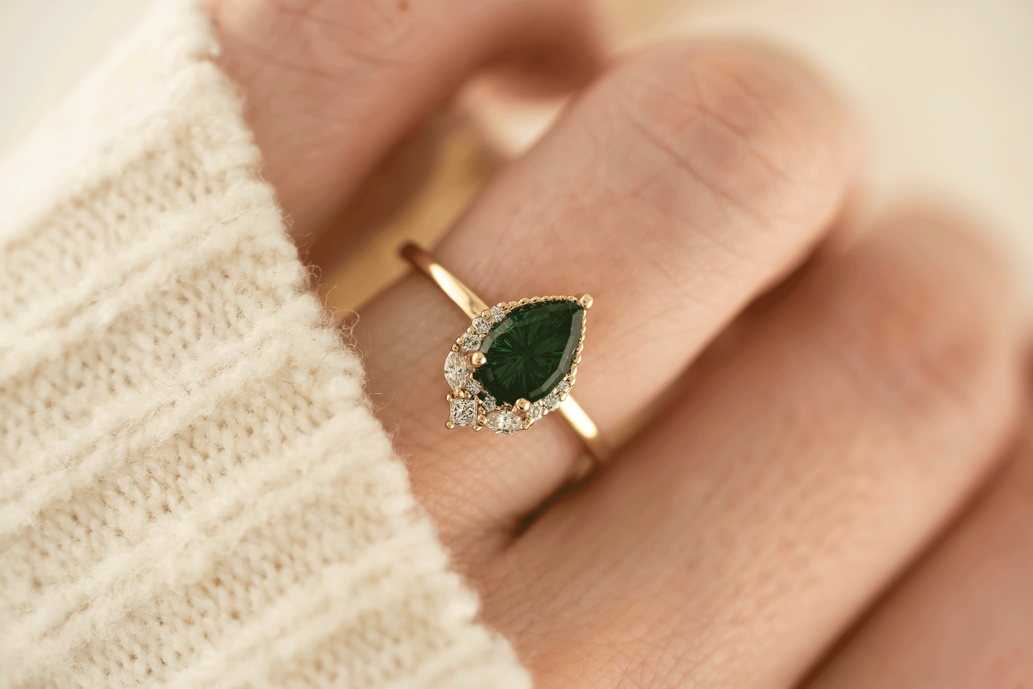 The Charlotte Ring | 1.4 Pear Starbrite™ Tsavorite Garnet