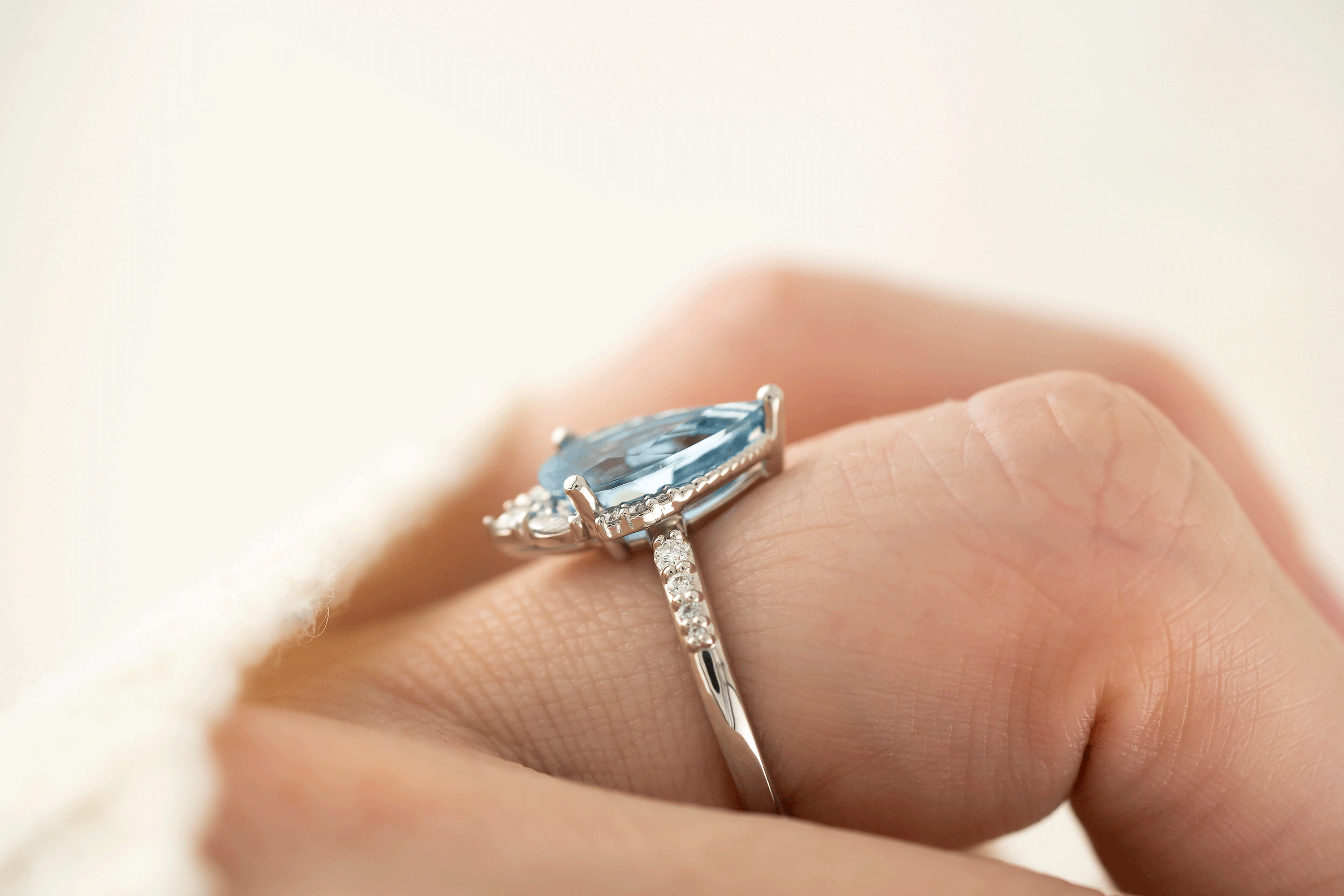 The Charlotte Ring | 1.96 CT Pear Aquamarine - Lavender Creek Gems 