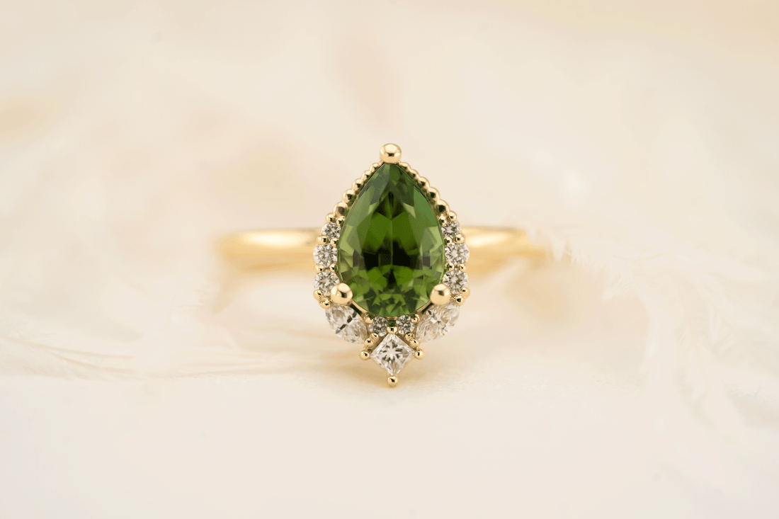 The Charlotte Ring | 1.46 CT Pear Green Tourmaline