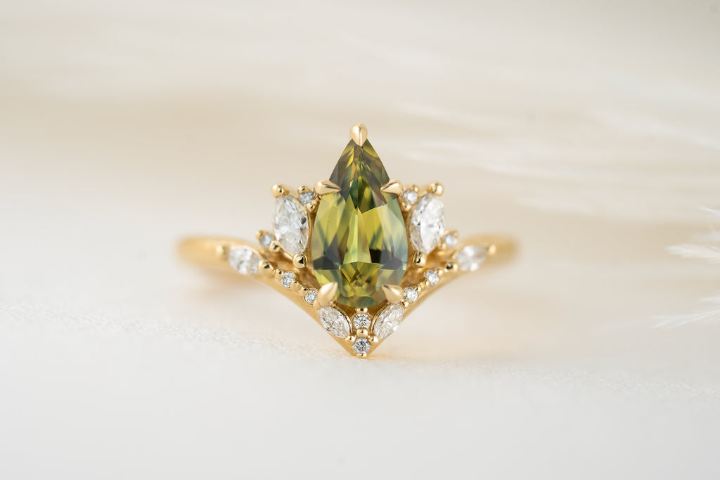 The Aurora Ring | 1.41 CT Pear Green Sapphire - Lavender Creek Gems 