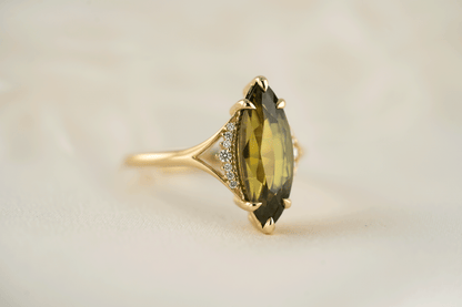 The Serendipity Ring | 4.14 CT Marquise Green Sapphire