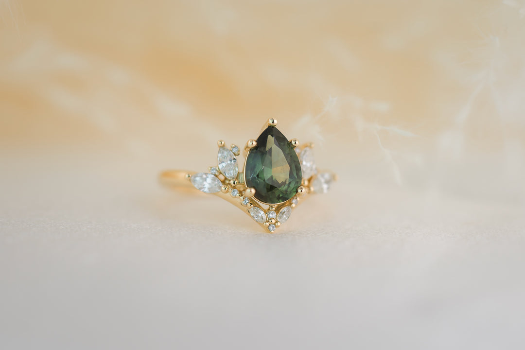 The Aurora 1.57 CT Pear Green Sapphire Ring
