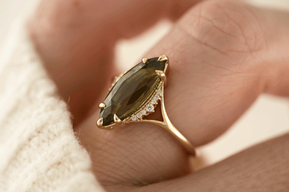 The Serendipity Ring | 4.14 CT Marquise Green Sapphire