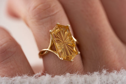 The Fates Ring | 5.01 Hexagon Starbrite™ Golden Beryl