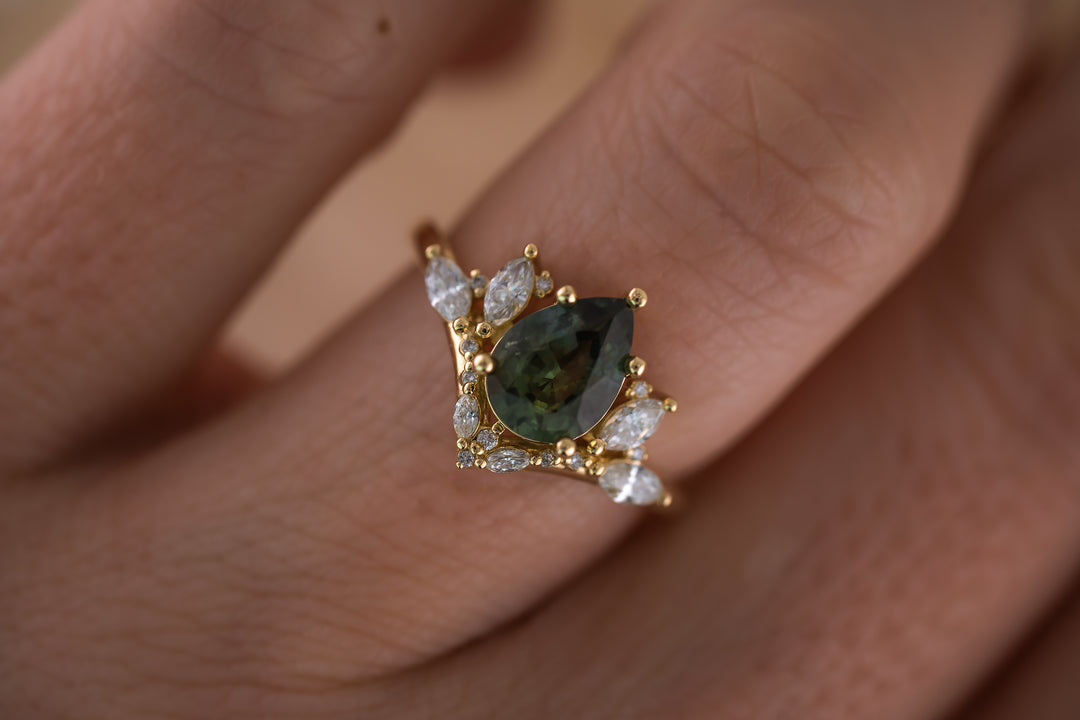 The Aurora 1.57 CT Pear Green Sapphire Ring