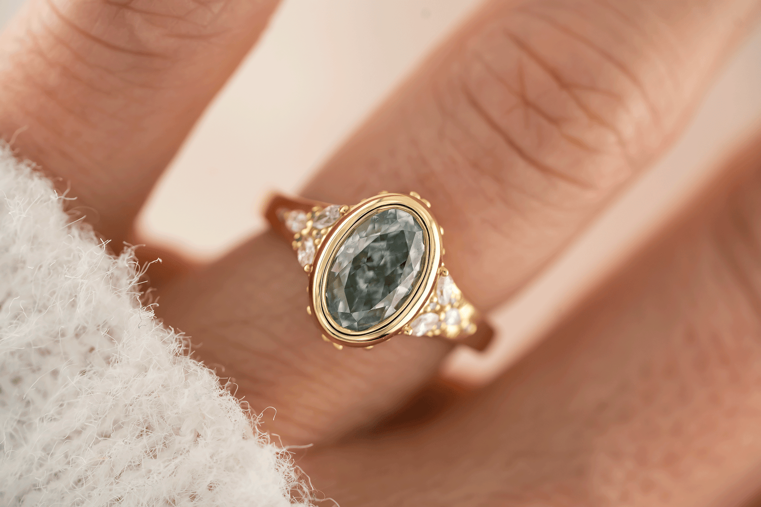 The Daylight Ring | 1.93 CT Oval Blue Diamond