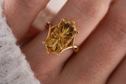 The Fates Ring | 5.01 Hexagon Starbrite™ Golden Beryl