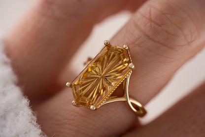 The Fates Ring | 5.01 Hexagon Starbrite™ Golden Beryl