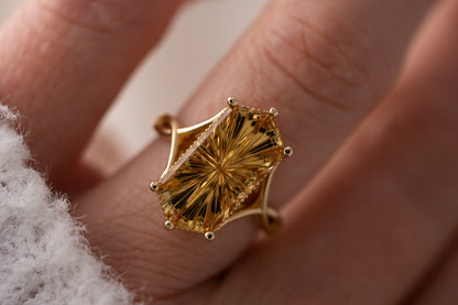 The Fates Ring | 5.01 Hexagon Starbrite™ Golden Beryl