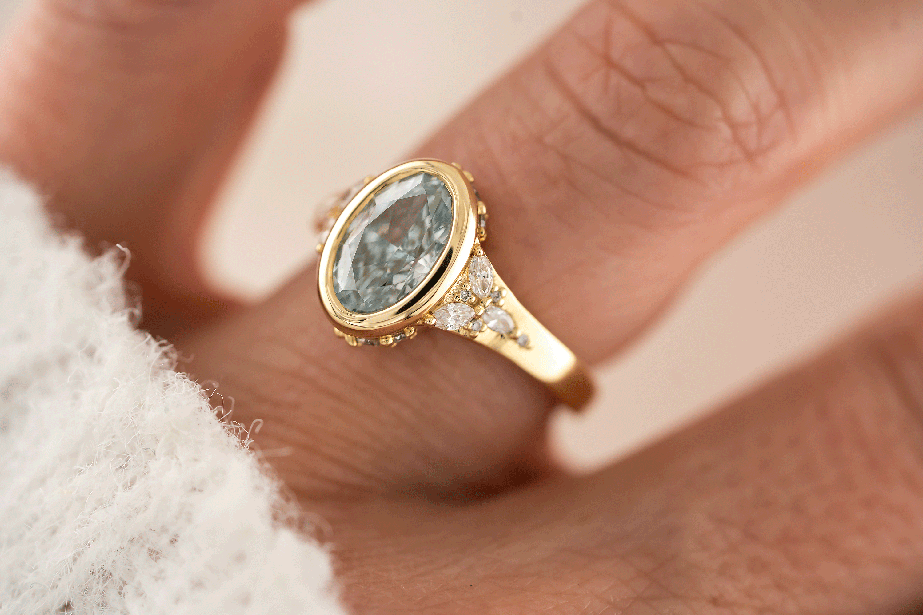 The Daylight Ring | 1.93 CT Oval Blue Diamond