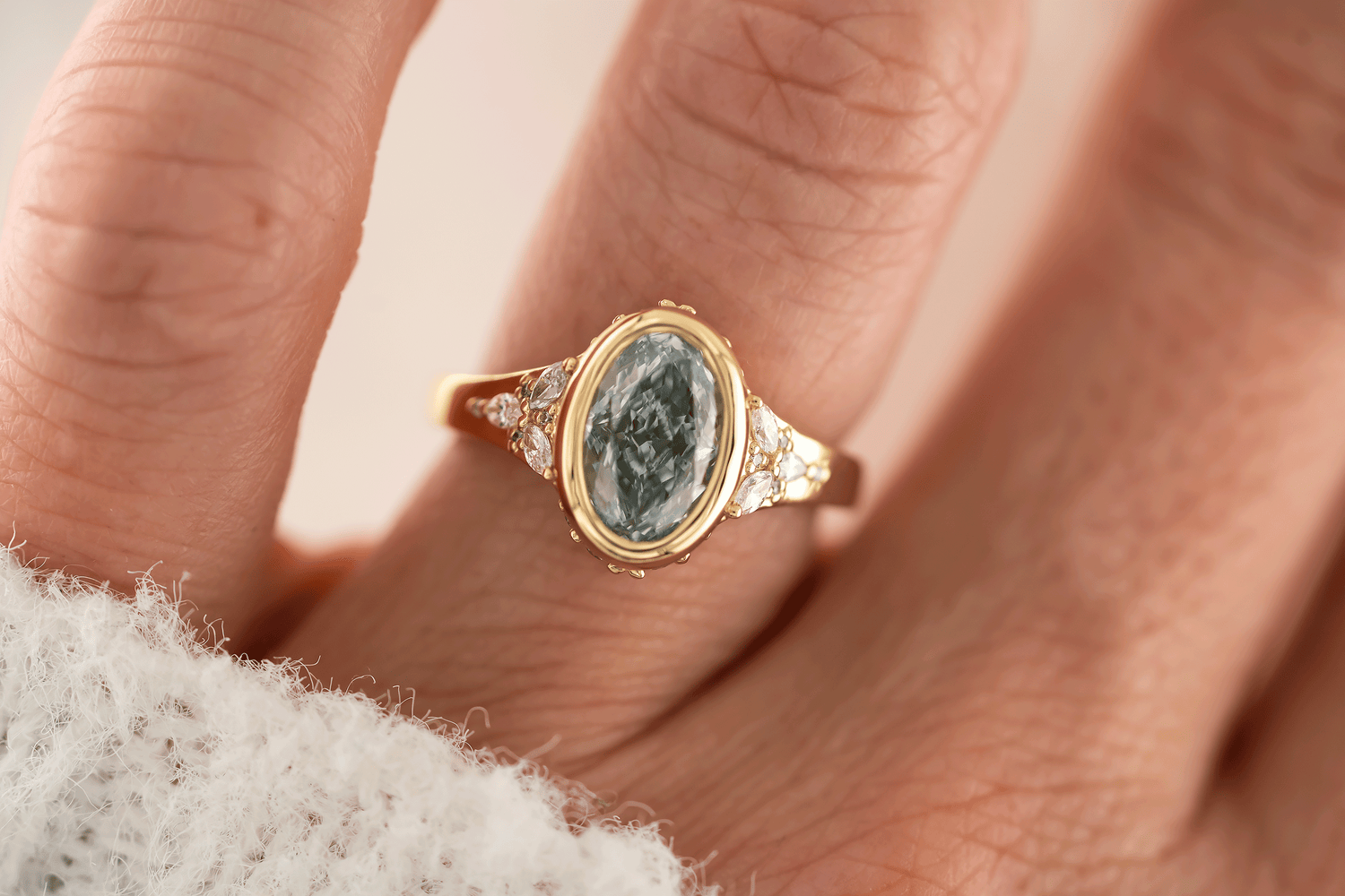 The Daylight Ring | 1.93 CT Oval Blue Diamond