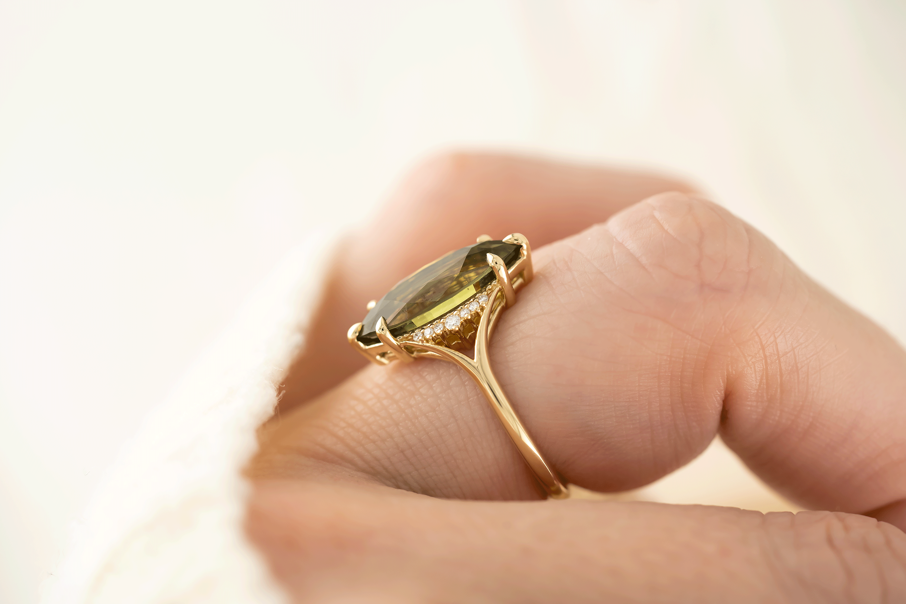 The Serendipity Ring | 4.14 CT Marquise Green Sapphire - Lavender Creek Gems 