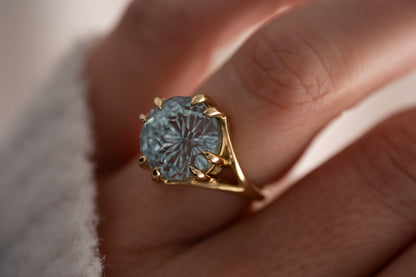 The Willow Ring | 7.9 CT Round Starbrite™ Aquamarine