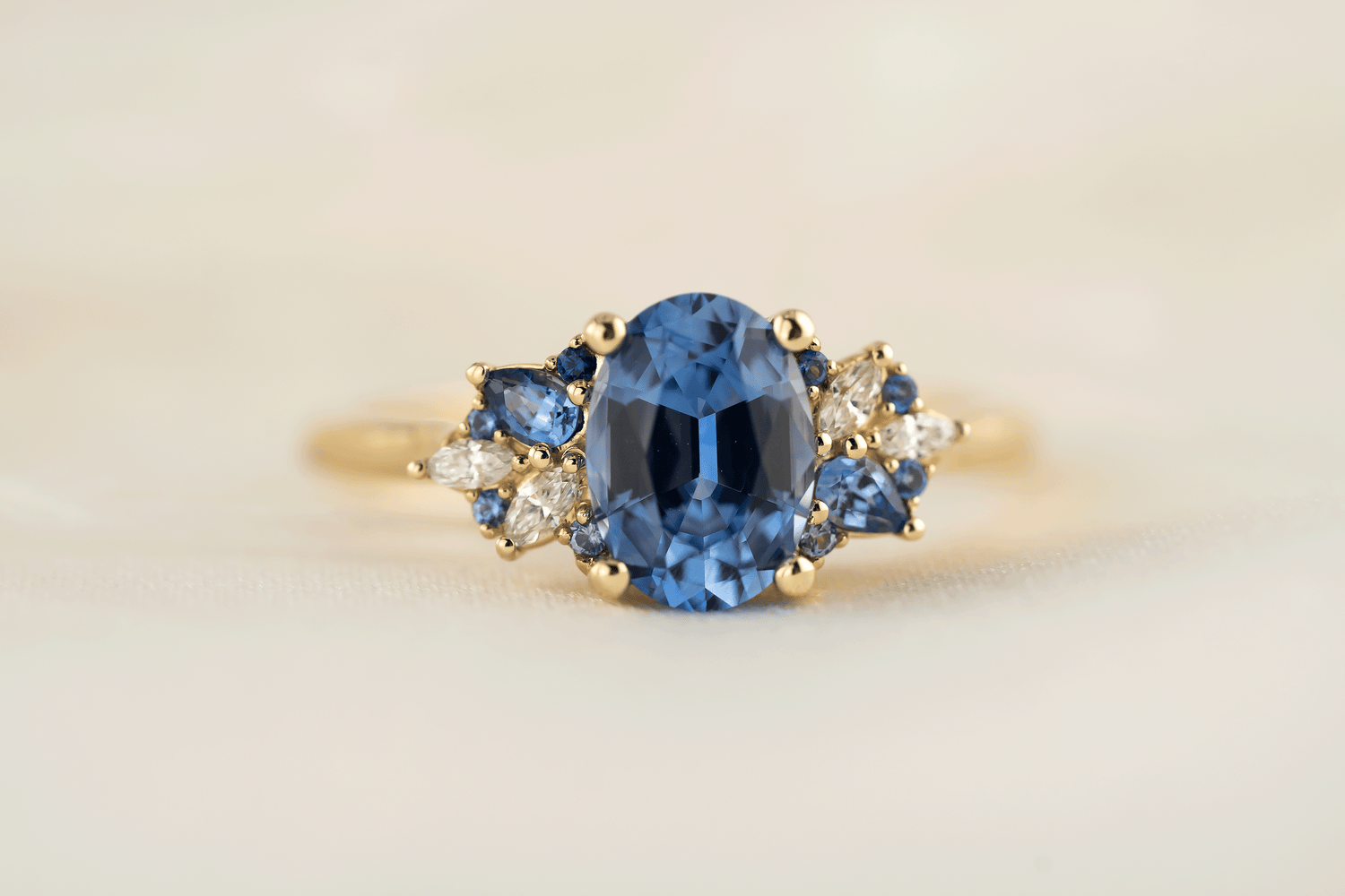 The Fleur Ring | 1.4 CT Oval Blue Sapphire