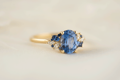 The Fleur Ring | 1.4 CT Oval Blue Sapphire