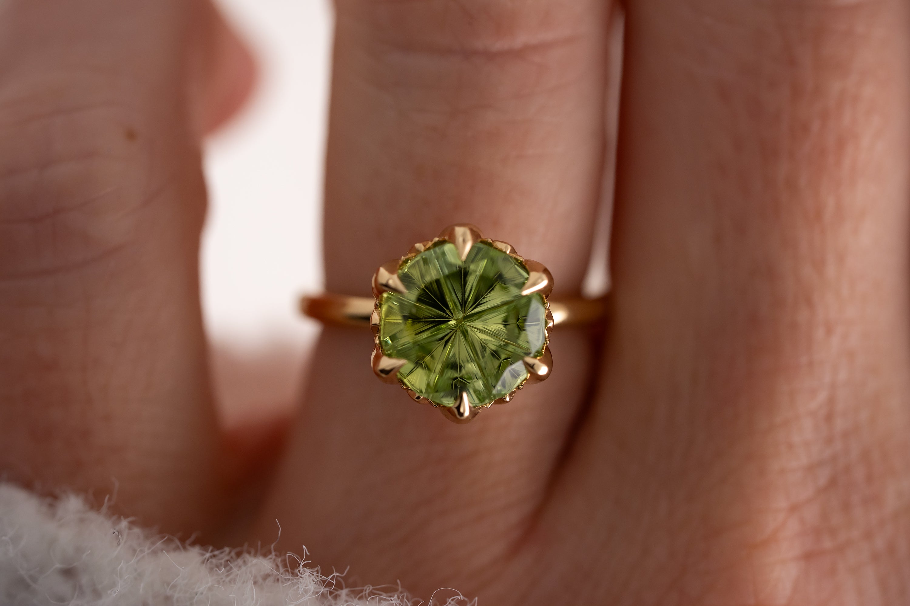 The Secret Garden Ring | 4.37 CT Round Starbrite™ Green Tourmaline