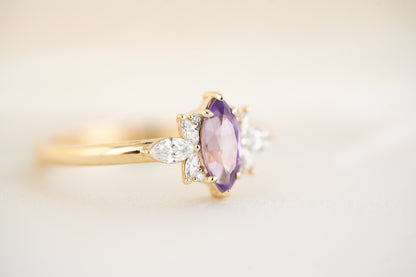 The Flutter Ring - 0.72 CT Marquise Purple Sapphire - Lavender Creek Gems 