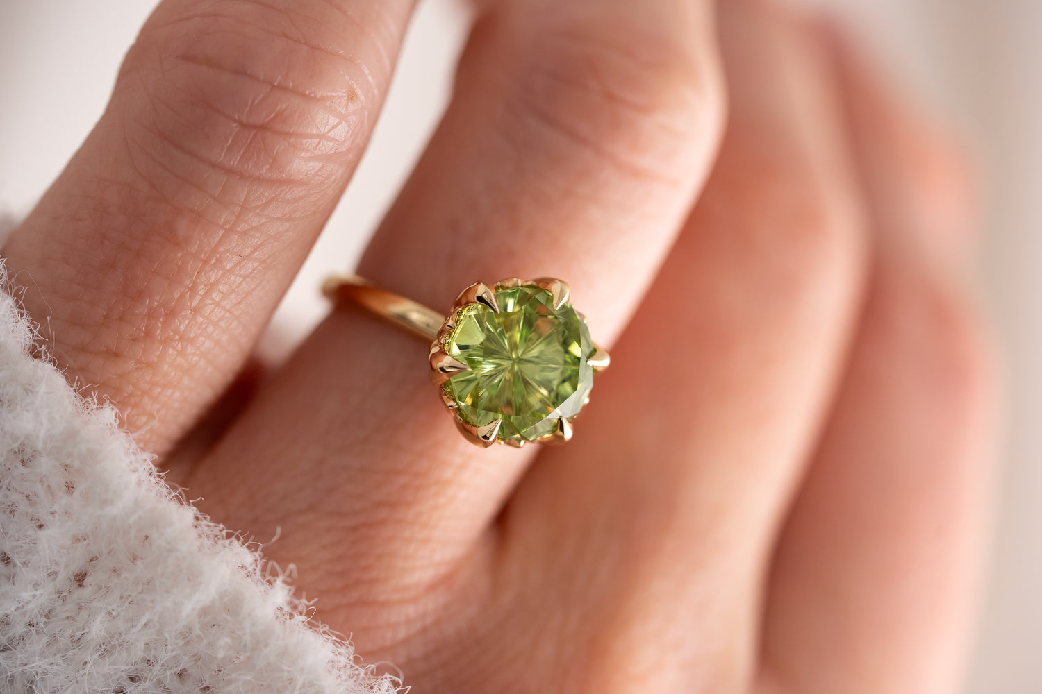 The Secret Garden Ring | 4.37 CT Round Starbrite™ Green Tourmaline